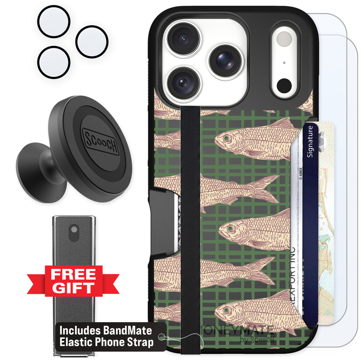 Scooch Moneymate Fresh Catch for iPhone 18 Pro — Defender Bundle