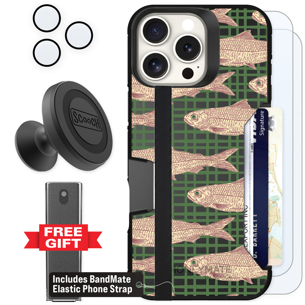 Scooch Moneymate Fresh Catch for iPhone 16 Pro Max — Defender Bundle
