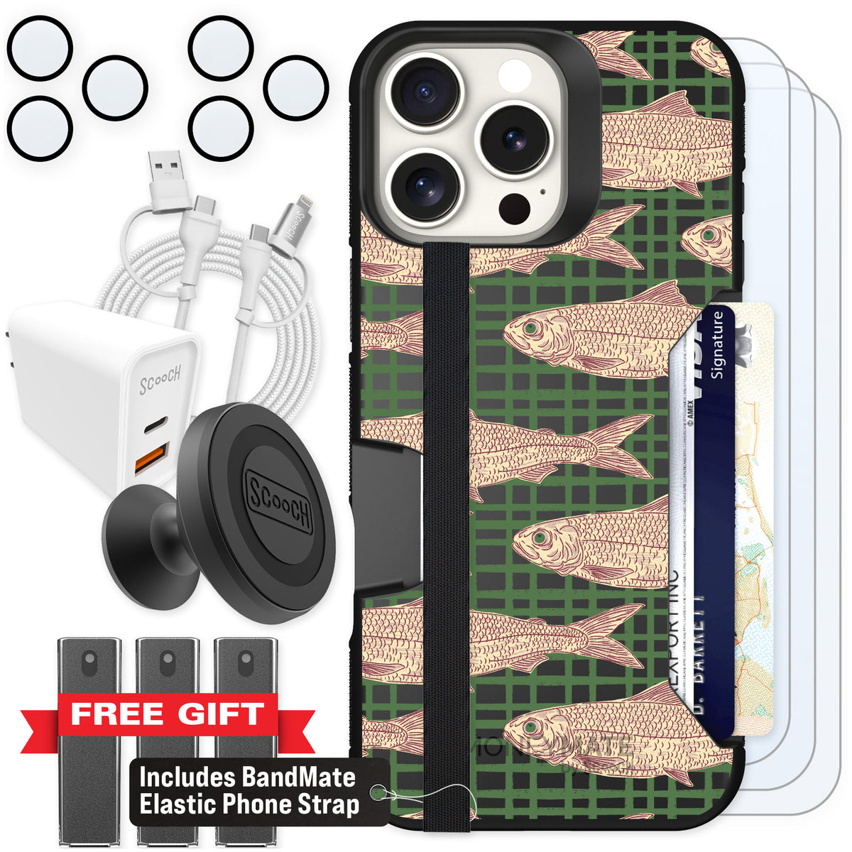 Scooch Moneymate Fresh Catch for iPhone 16 Pro Max — Ultimate Bundle