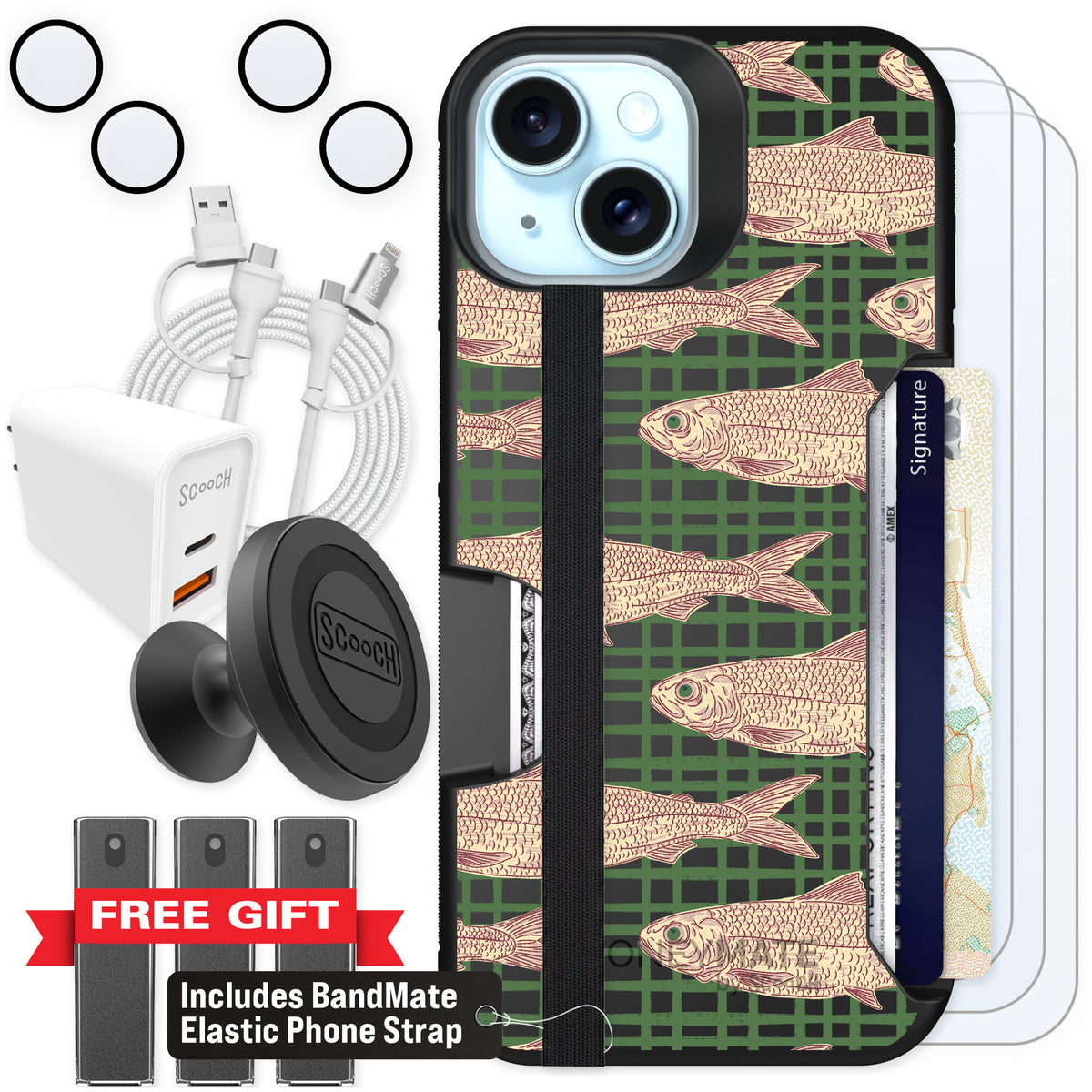 Scooch Moneymate Fresh Catch for iPhone 15 — Ultimate Bundle