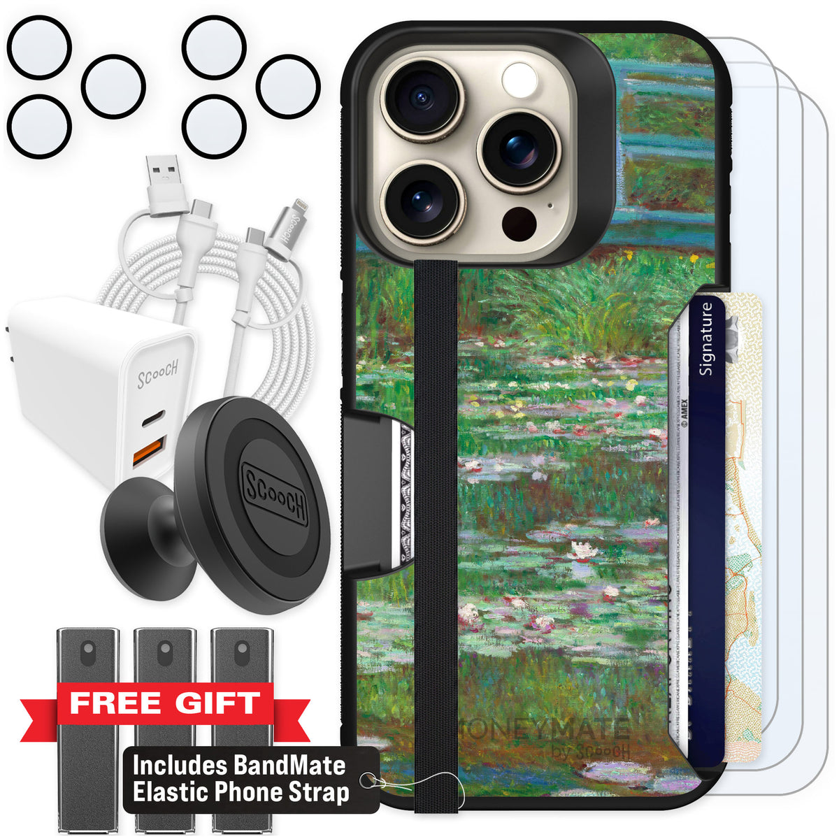 Scooch Moneymate Japanese Footbridge for iPhone 15 Pro — Ultimate Bundle