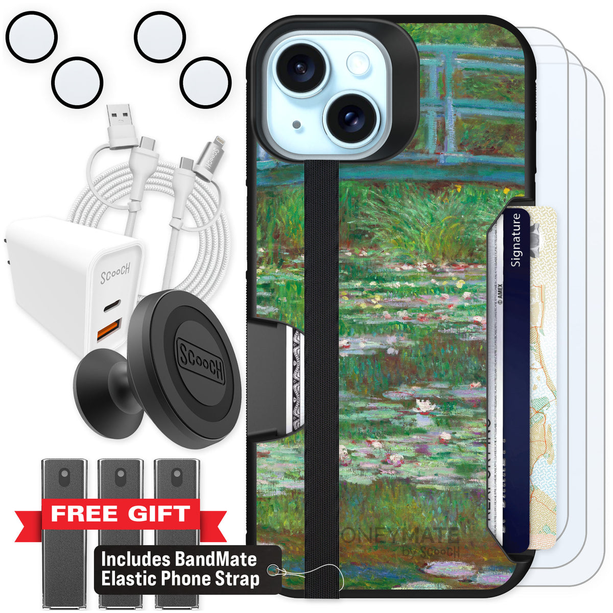 Scooch Moneymate Japanese Footbridge for iPhone 15 — Ultimate Bundle