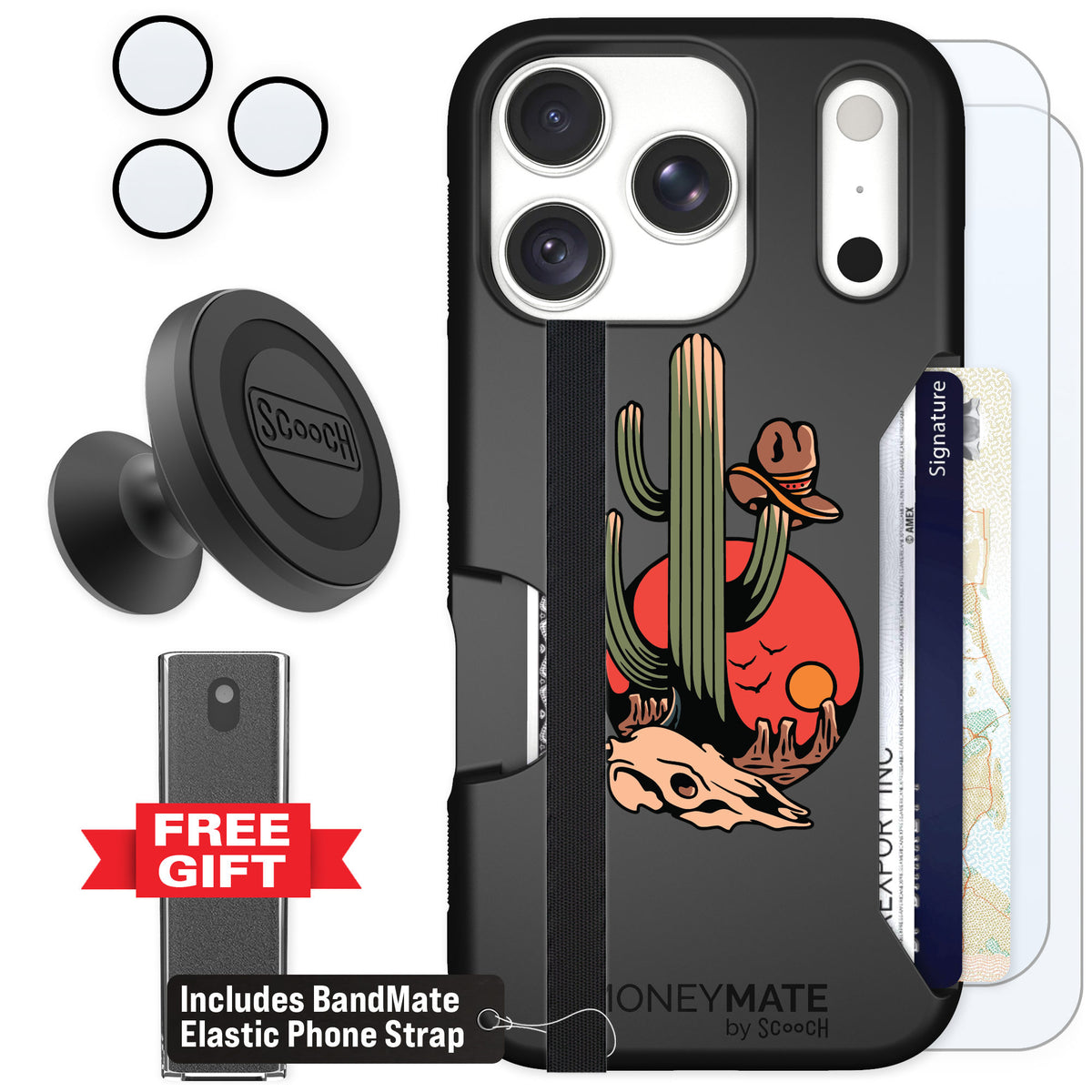 Scooch Moneymate Cactus Flash for iPhone 18 Pro — Defender Bundle