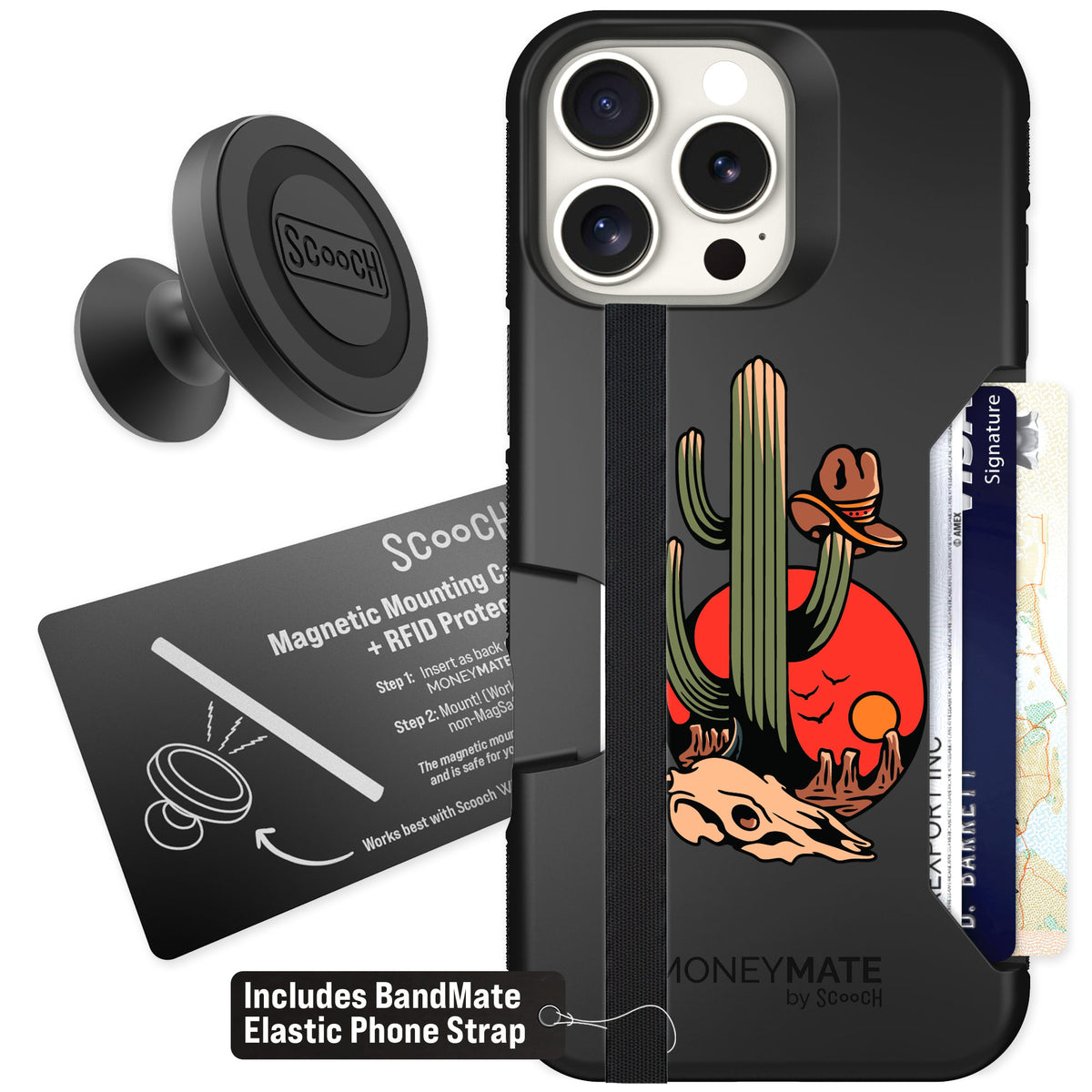 Scooch Moneymate Cactus Flash for iPhone 16 Pro Max — Starter Bundle