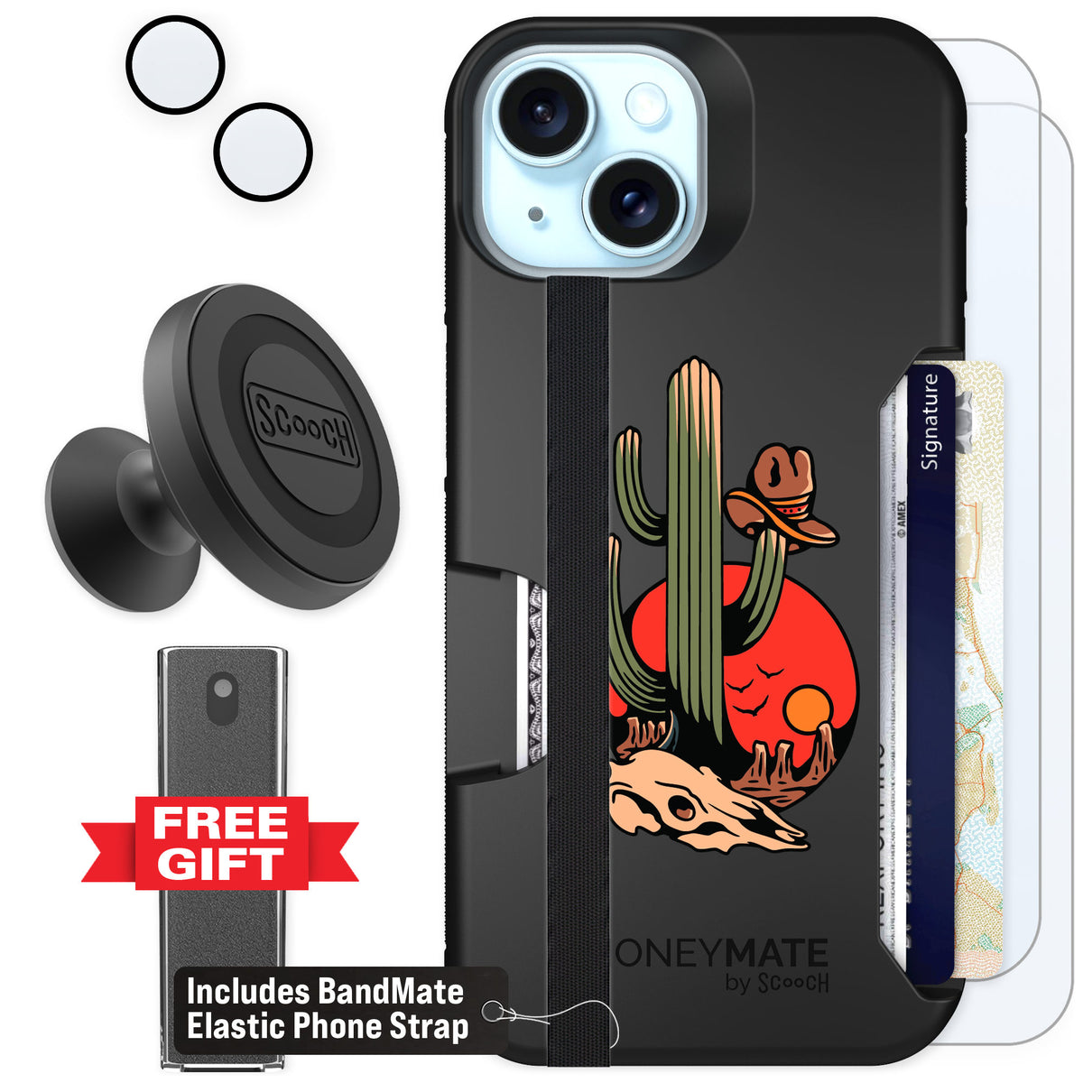 Scooch Moneymate Cactus Flash for iPhone 15 — Defender Bundle