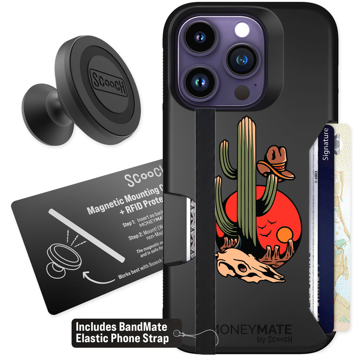 Scooch Moneymate Cactus Flash for iPhone 14 Pro — Starter Bundle
