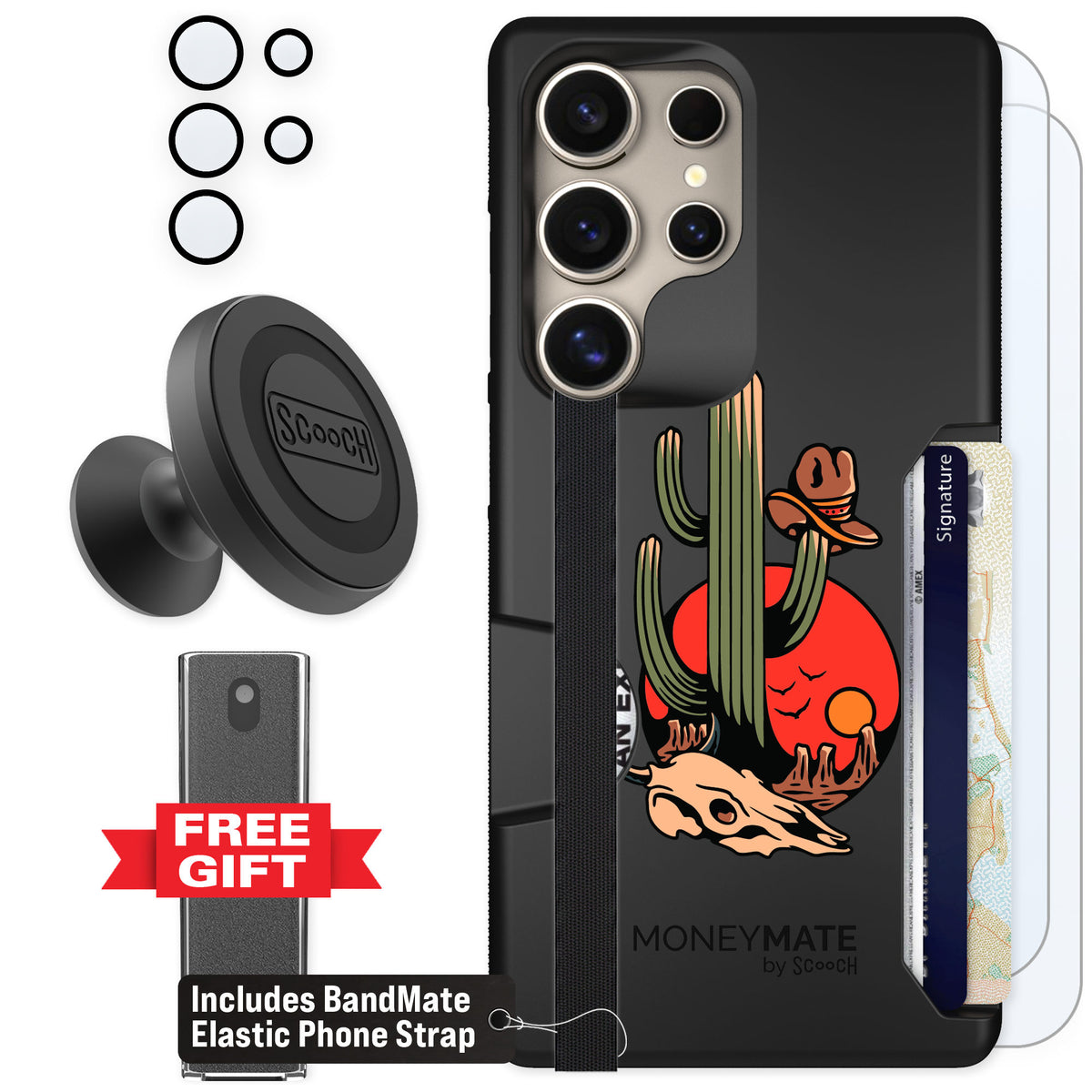 Scooch Moneymate Cactus Flash for Galaxy S25 Ultra — Defender Bundle