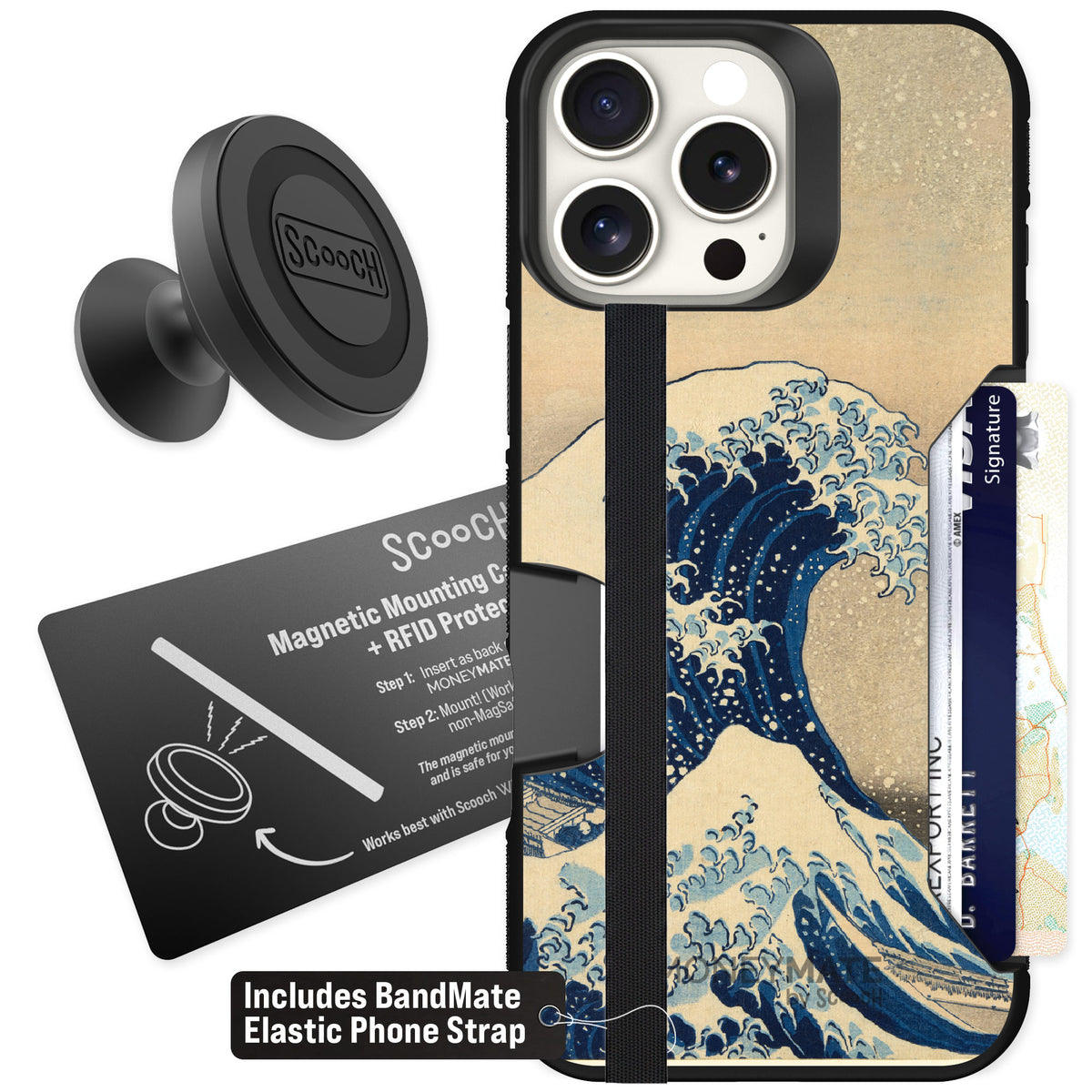 Scooch Moneymate Great Wave for iPhone 16 Pro Max — Starter Bundle