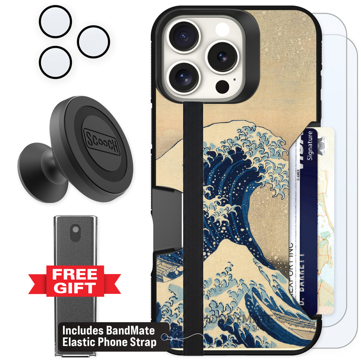 Scooch Moneymate Great Wave for iPhone 16 Pro Max — Defender Bundle