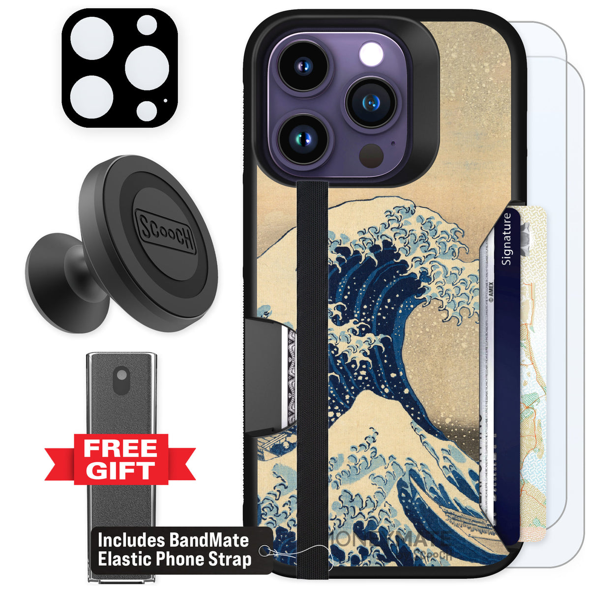 Scooch Moneymate Great Wave for iPhone 14 Pro — Defender Bundle