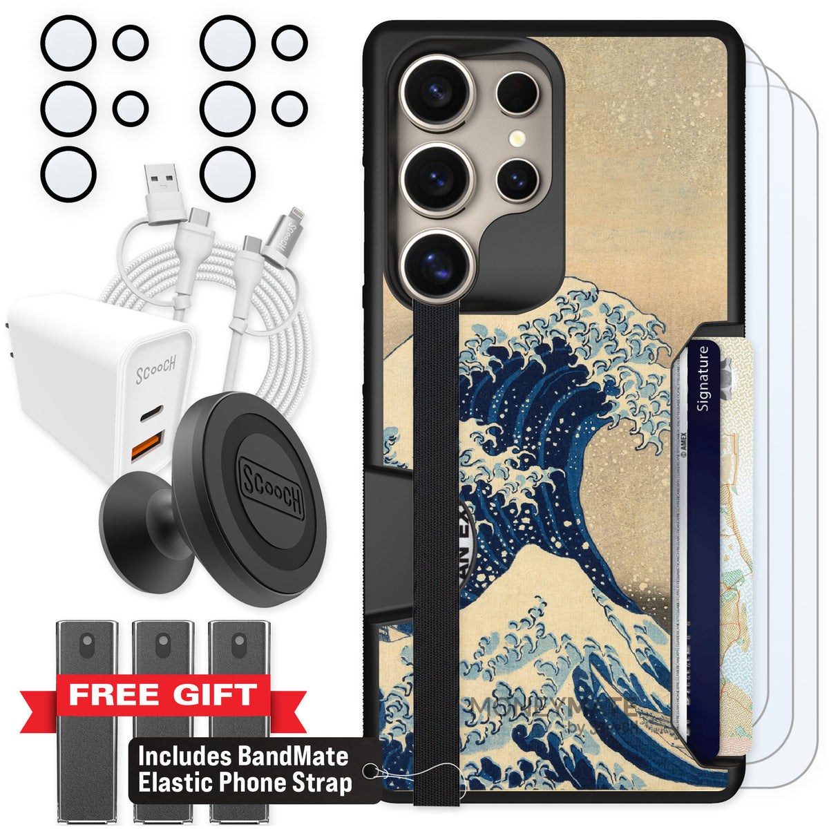 Scooch Moneymate Great Wave for Galaxy S25 Ultra — Ultimate Bundle