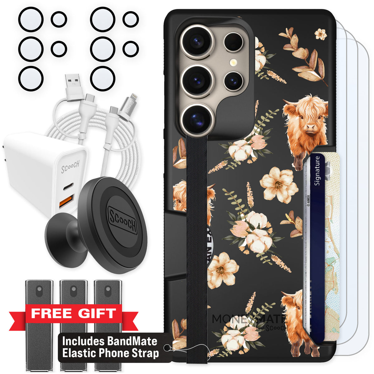 Scooch Moneymate Baby Cow for Galaxy S25 Ultra — Ultimate Bundle