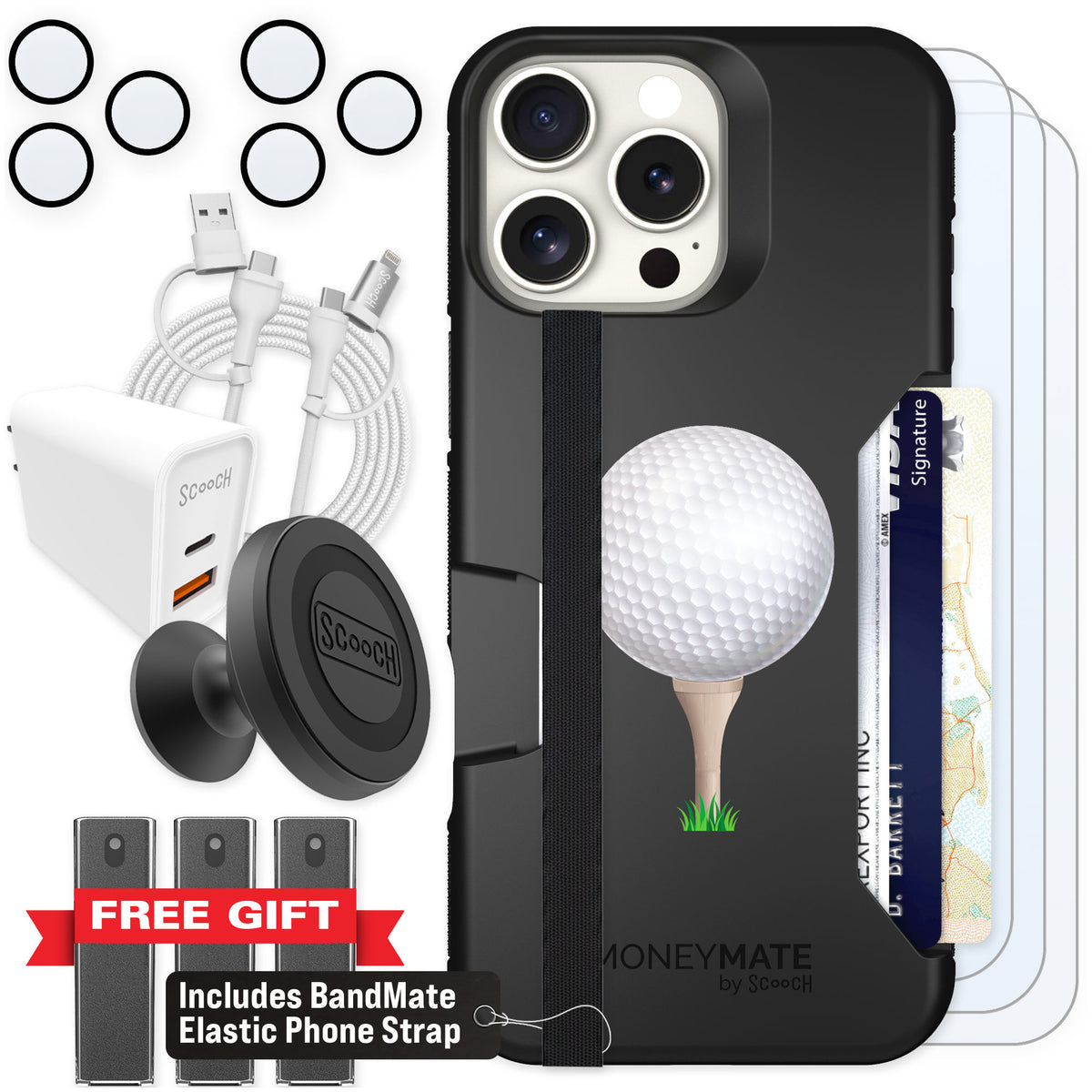 Scooch Moneymate Tee Time for iPhone 16 Pro Max — Ultimate Bundle