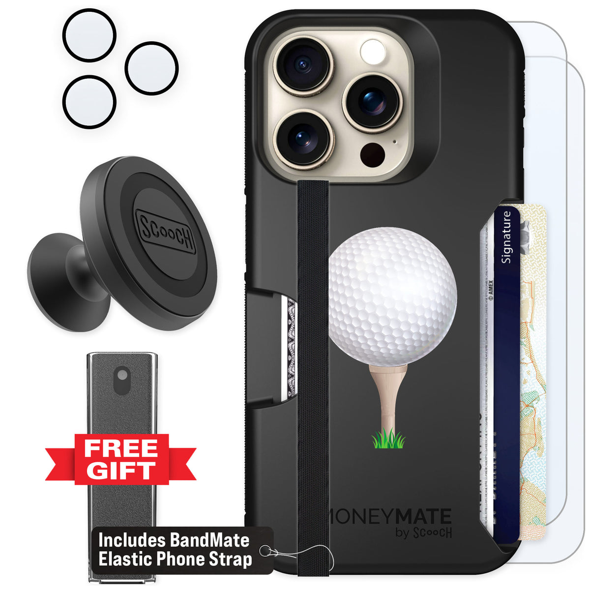 Scooch Moneymate Tee Time for iPhone 15 Pro — Defender Bundle