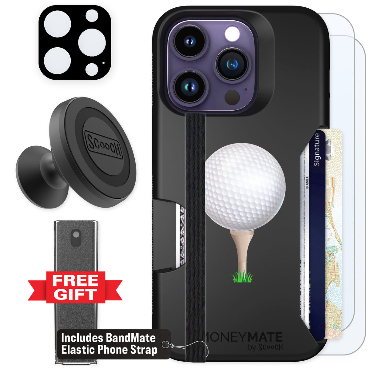 Scooch Moneymate Tee Time for iPhone 14 Pro — Defender Bundle