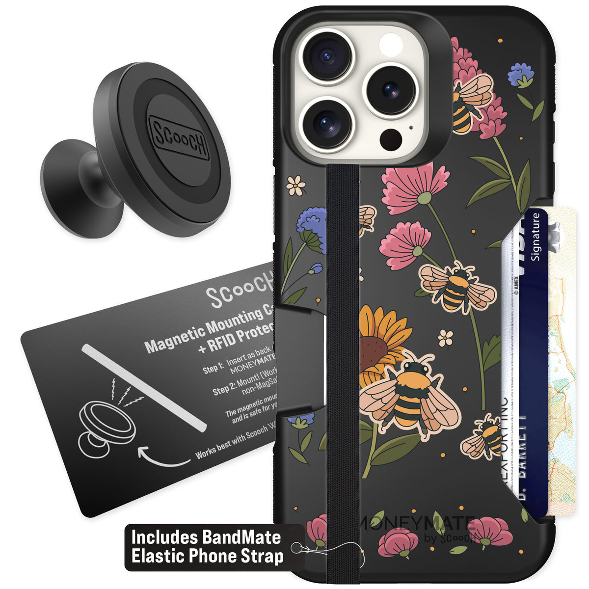 Scooch Moneymate Bee Happy for iPhone 16 Pro Max — Starter Bundle