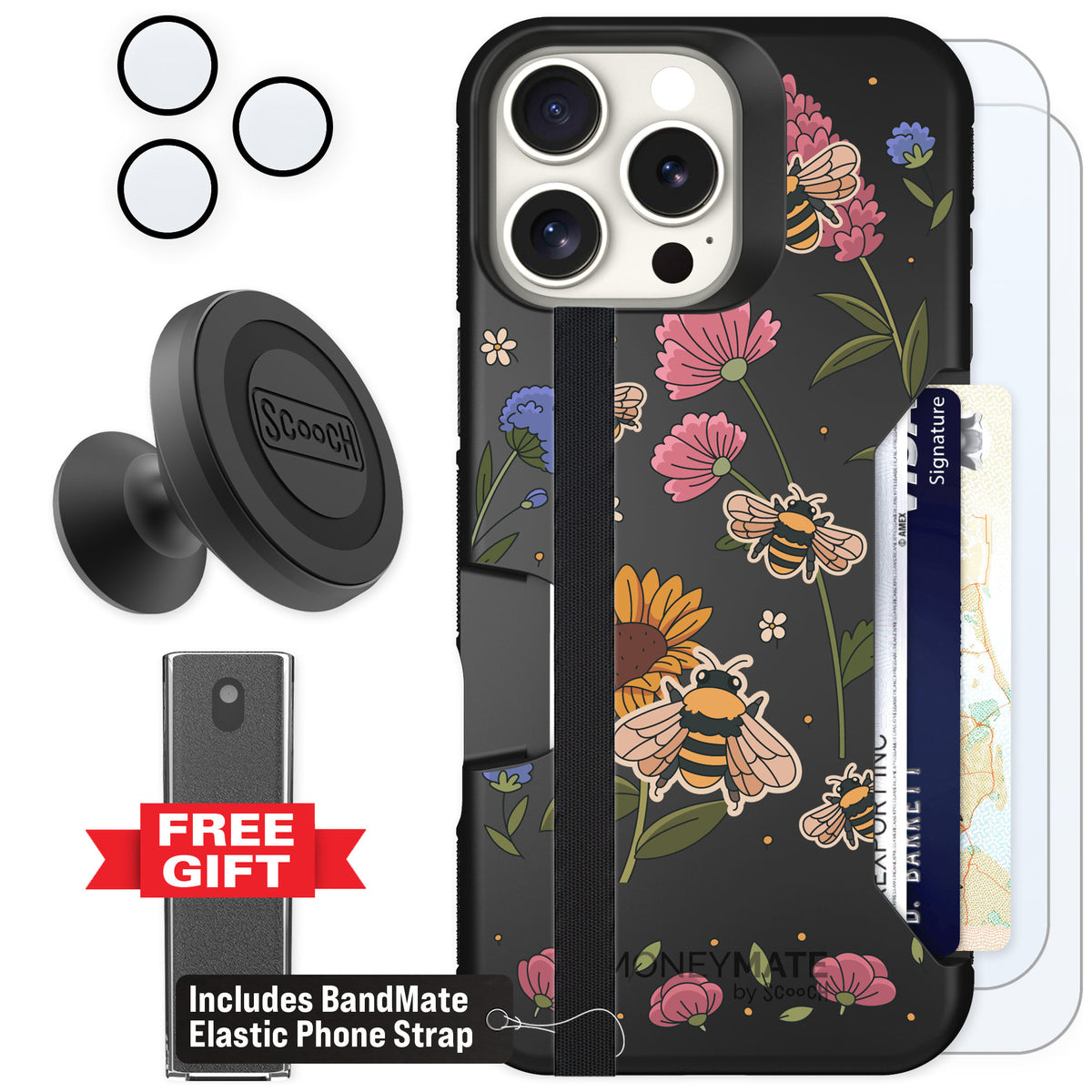 Scooch Moneymate Bee Happy for iPhone 16 Pro Max — Defender Bundle