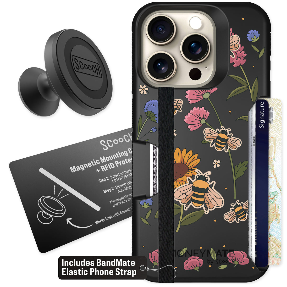 Scooch Moneymate Bee Happy for iPhone 15 Pro — Starter Bundle