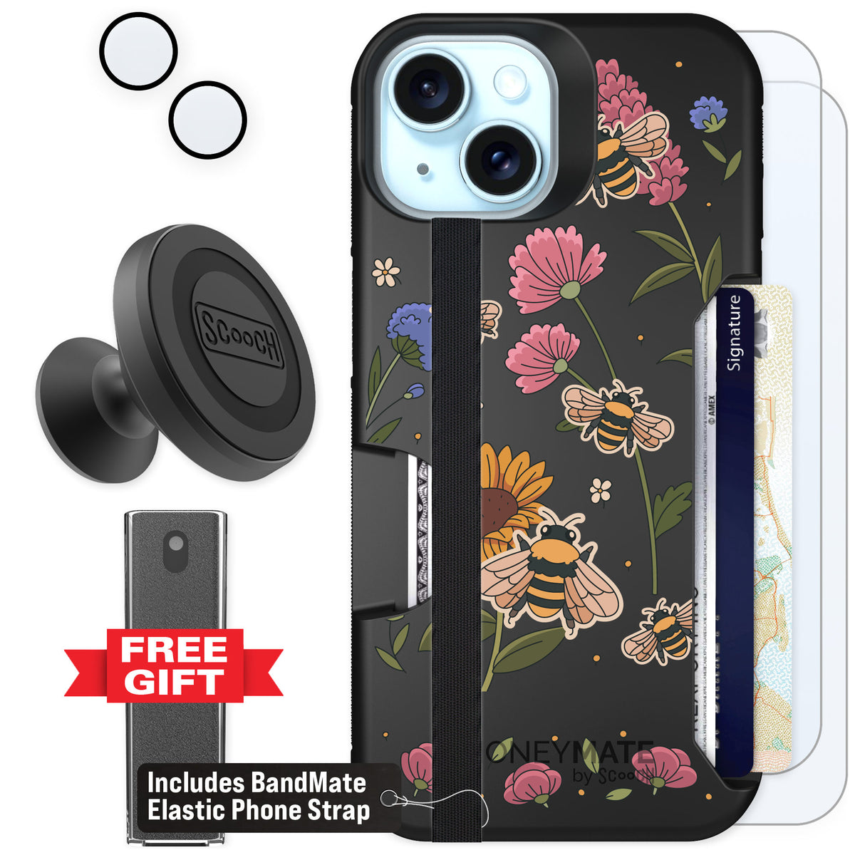 Scooch Moneymate Bee Happy for iPhone 15 — Defender Bundle