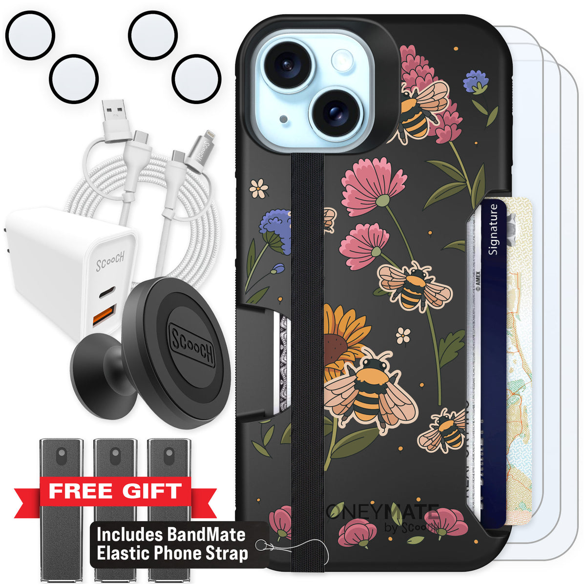 Scooch Moneymate Bee Happy for iPhone 15 — Ultimate Bundle