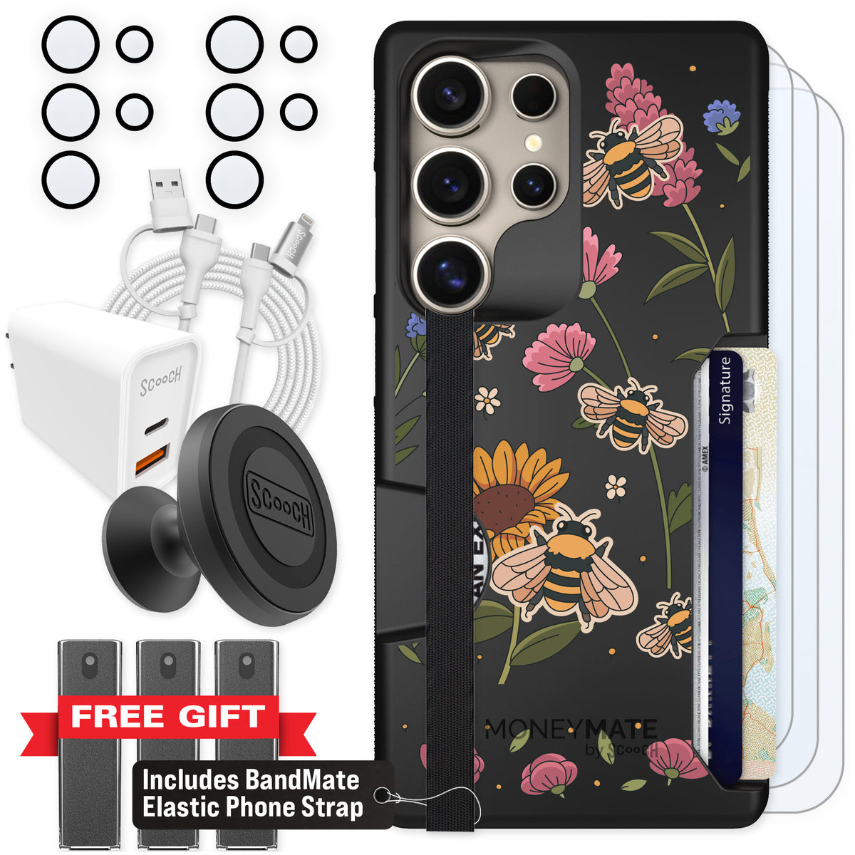 Scooch Moneymate Bee Happy for Galaxy S25 Ultra — Ultimate Bundle