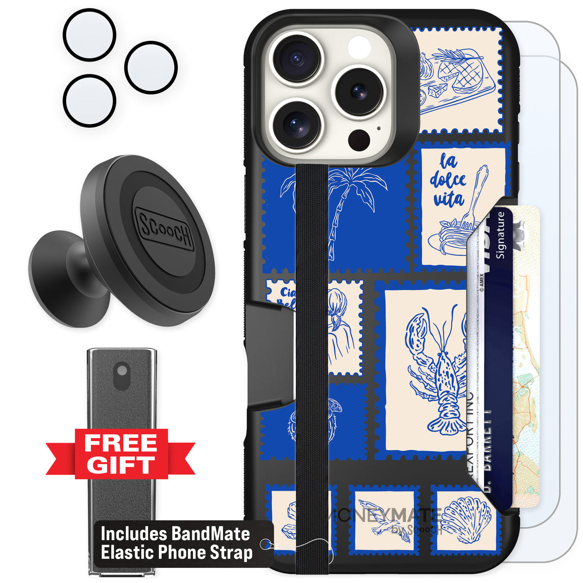 Scooch Moneymate Euro Summer for iPhone 16 Pro Max — Defender Bundle