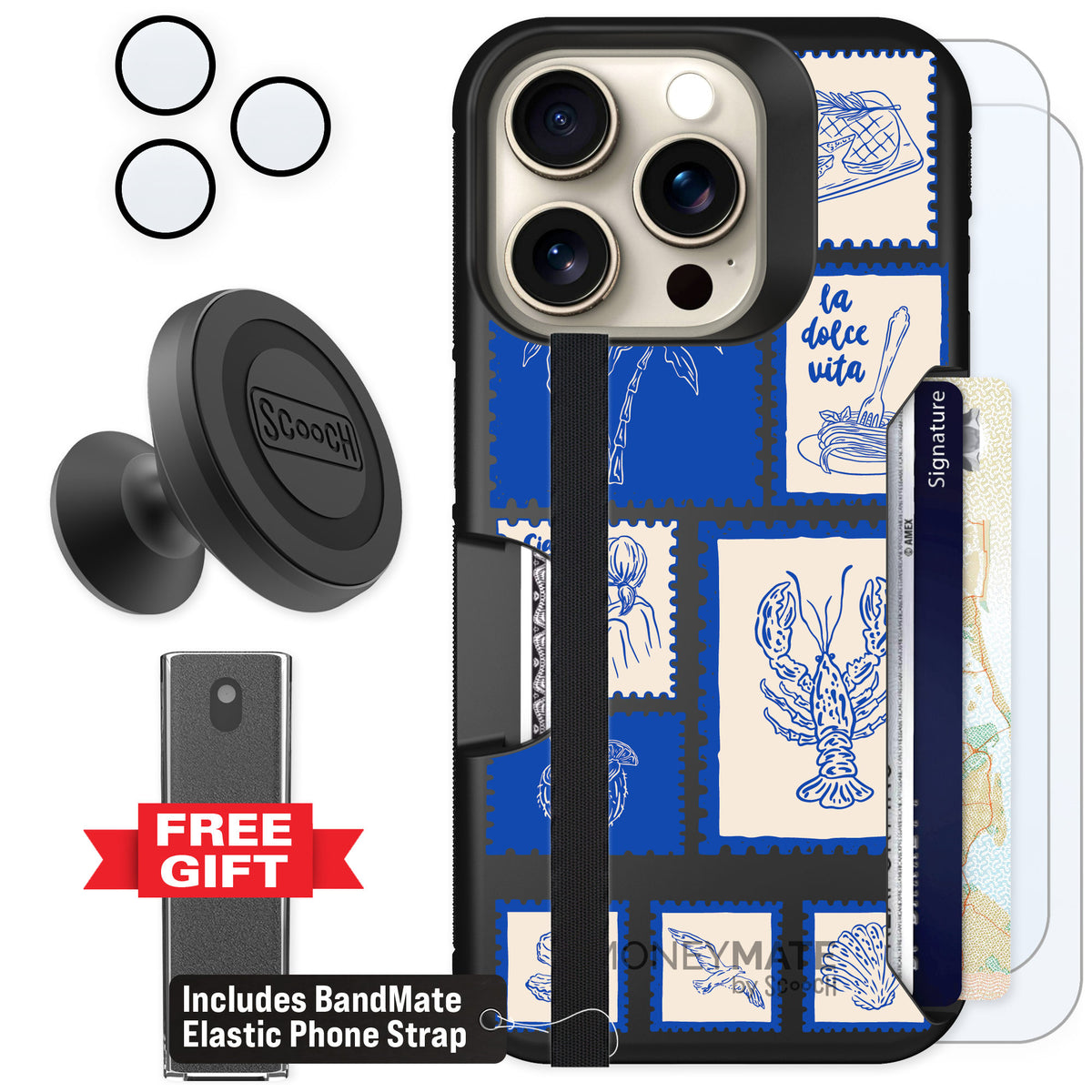 Scooch Moneymate Euro Summer for iPhone 15 Pro — Defender Bundle