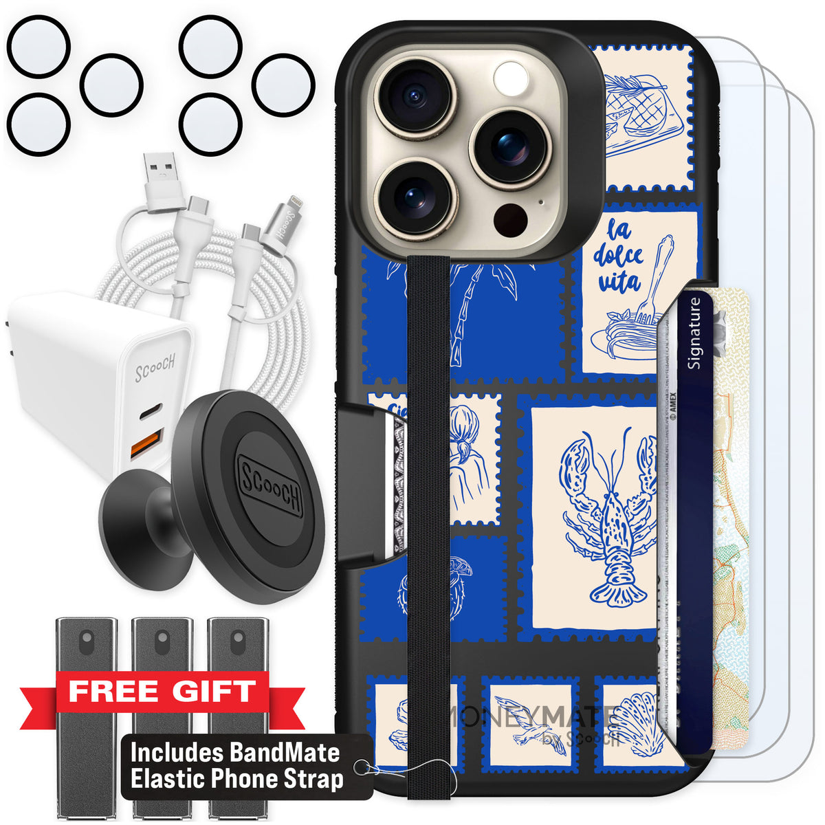 Scooch Moneymate Euro Summer for iPhone 15 Pro — Ultimate Bundle