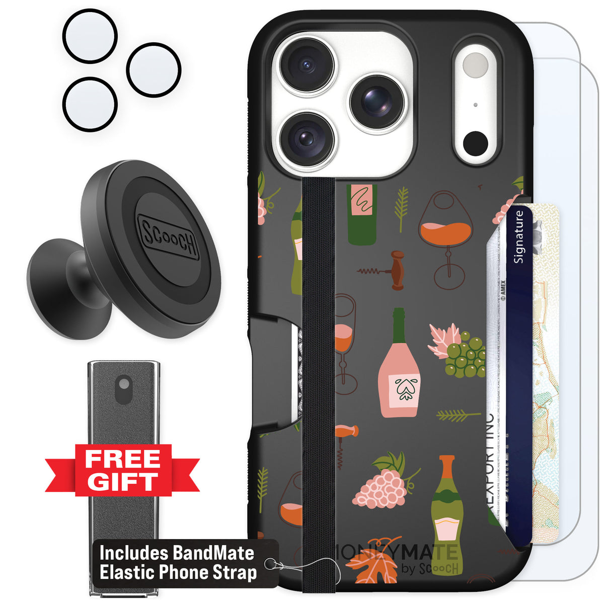 Scooch Moneymate Vino Vibes for iPhone 18 Pro — Defender Bundle