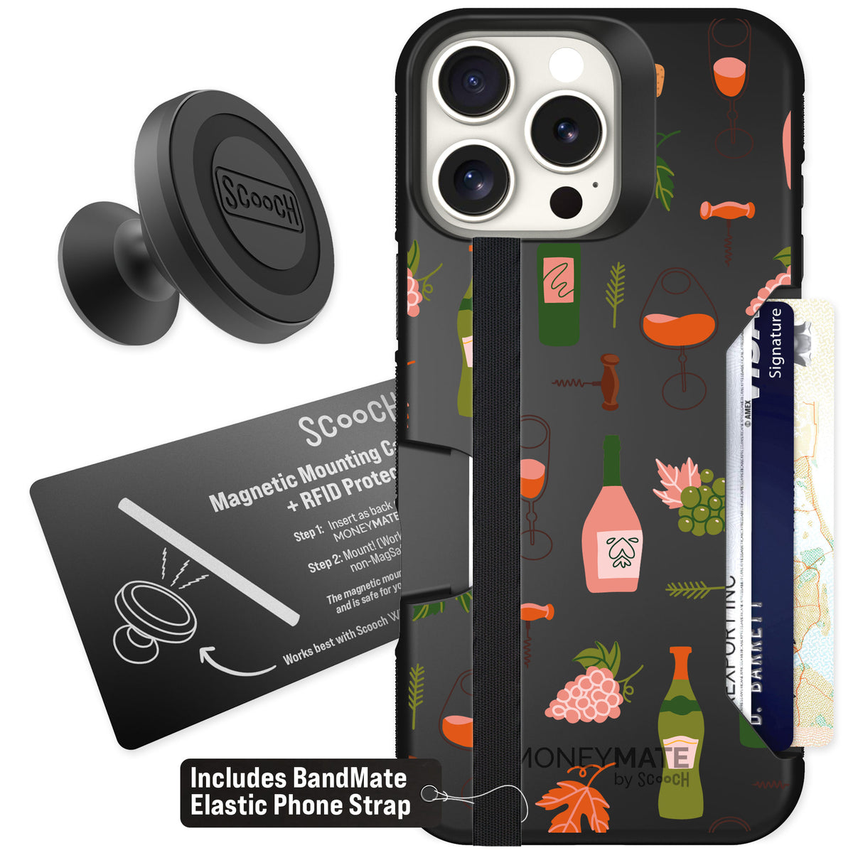 Scooch Moneymate Vino Vibes for iPhone 16 Pro Max — Starter Bundle