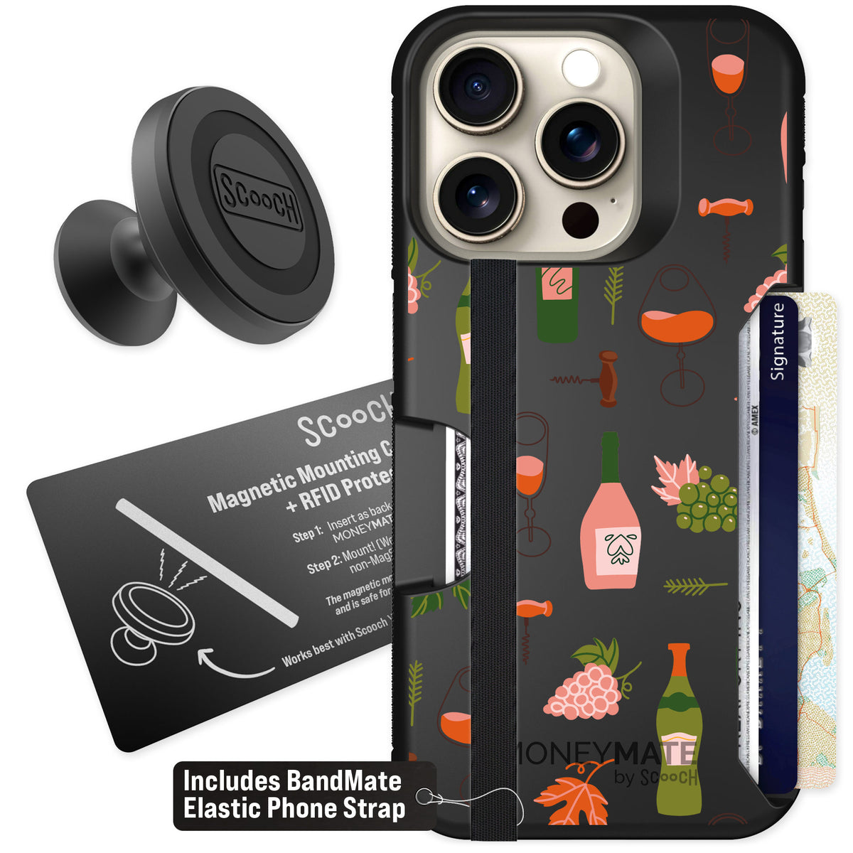 Scooch Moneymate Vino Vibes for iPhone 15 Pro — Starter Bundle