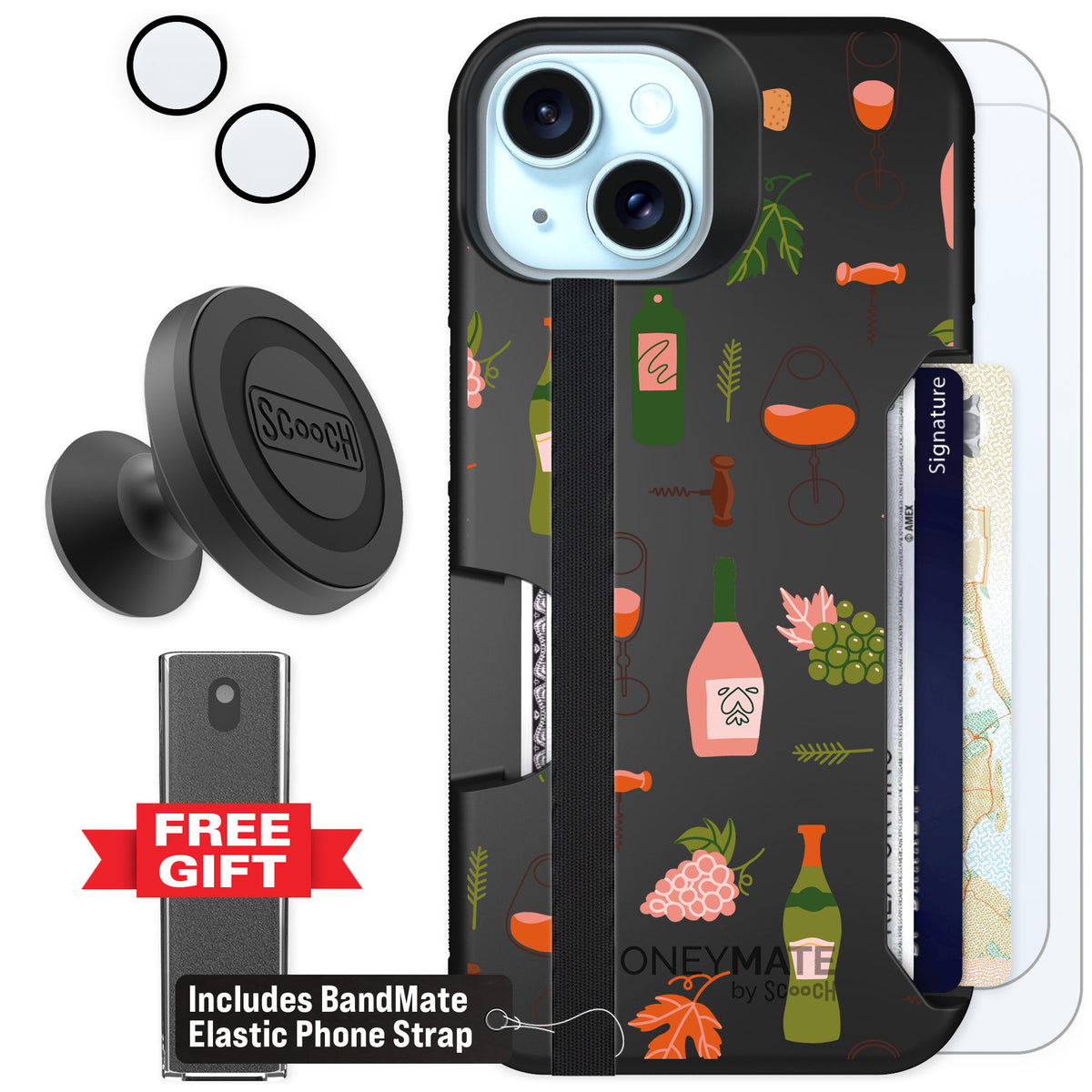 Scooch Moneymate Vino Vibes for iPhone 15 — Defender Bundle