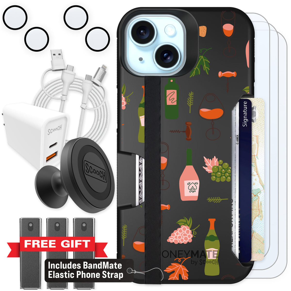 Scooch Moneymate Vino Vibes for iPhone 15 — Ultimate Bundle