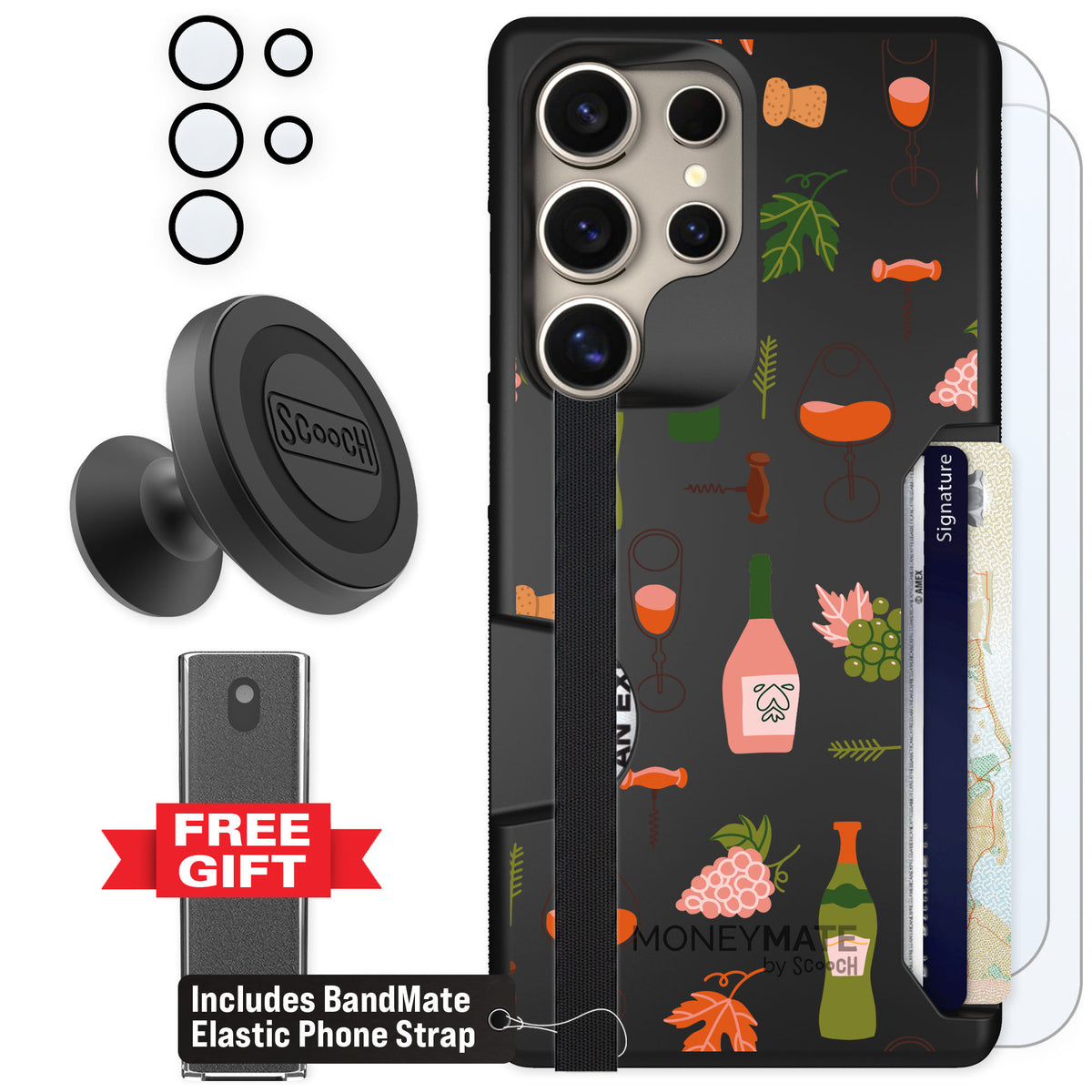 Scooch Moneymate Vino Vibes for Galaxy S25 Ultra — Defender Bundle