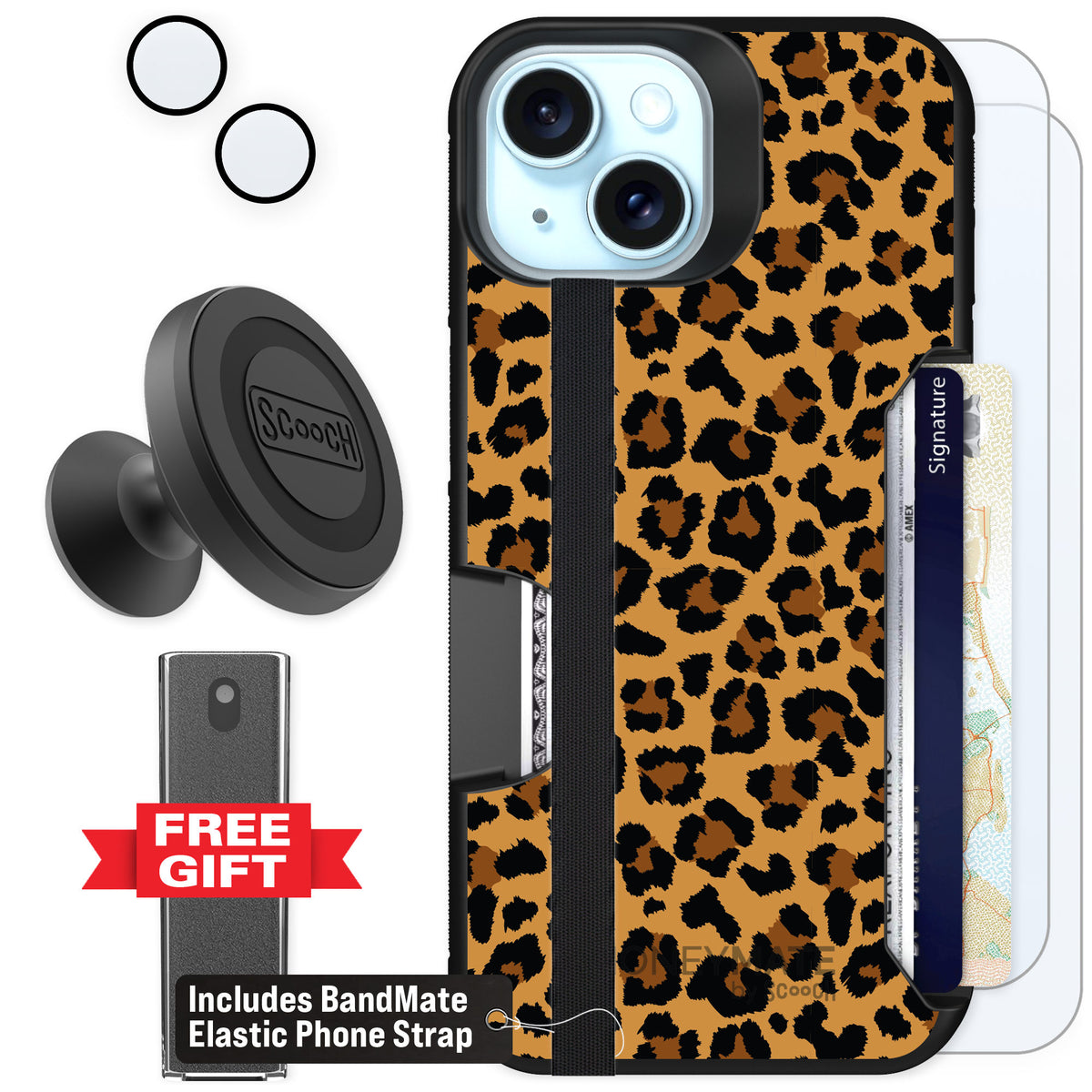 Scooch Moneymate Fierce Feline for iPhone 15 — Defender Bundle