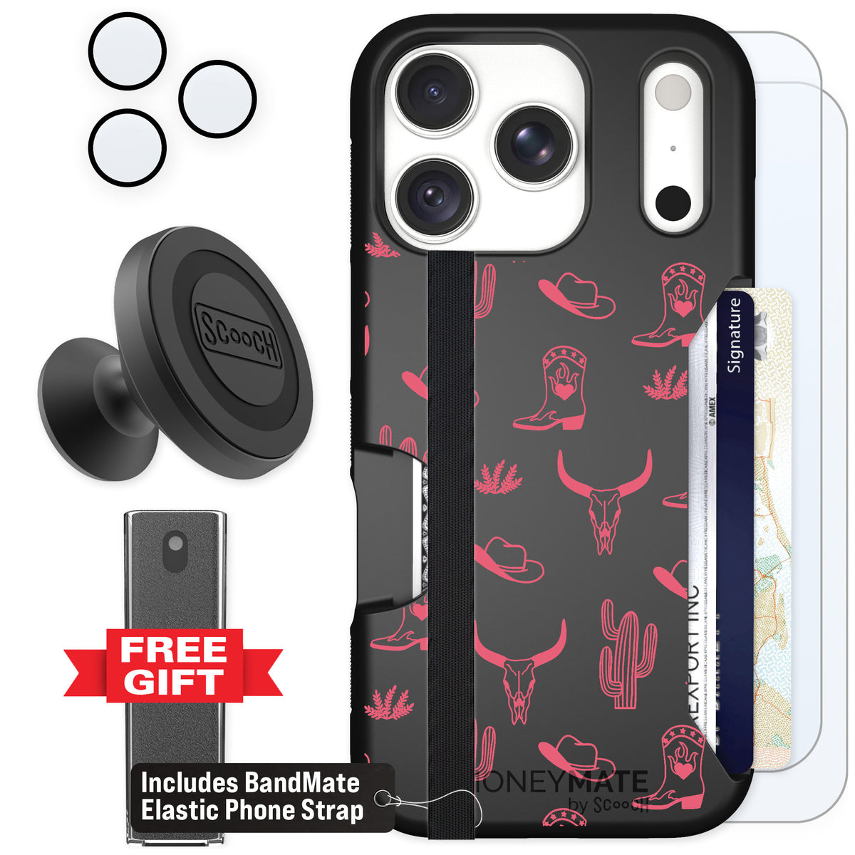 Scooch Moneymate Howdy Honey for iPhone 18 Pro — Defender Bundle