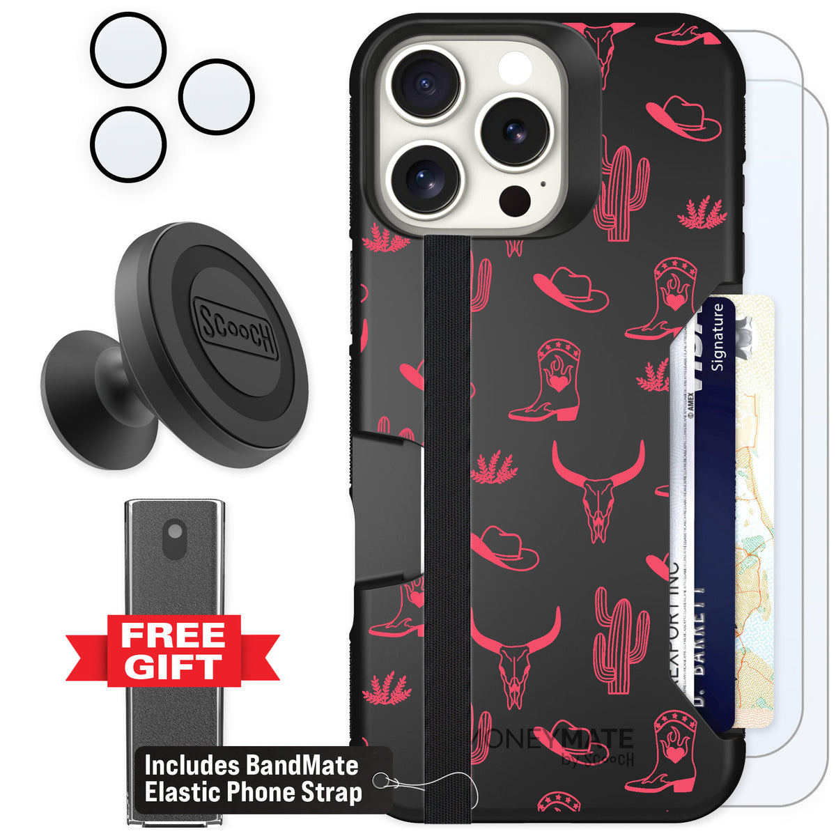 Scooch Moneymate Howdy Honey for iPhone 16 Pro Max — Defender Bundle