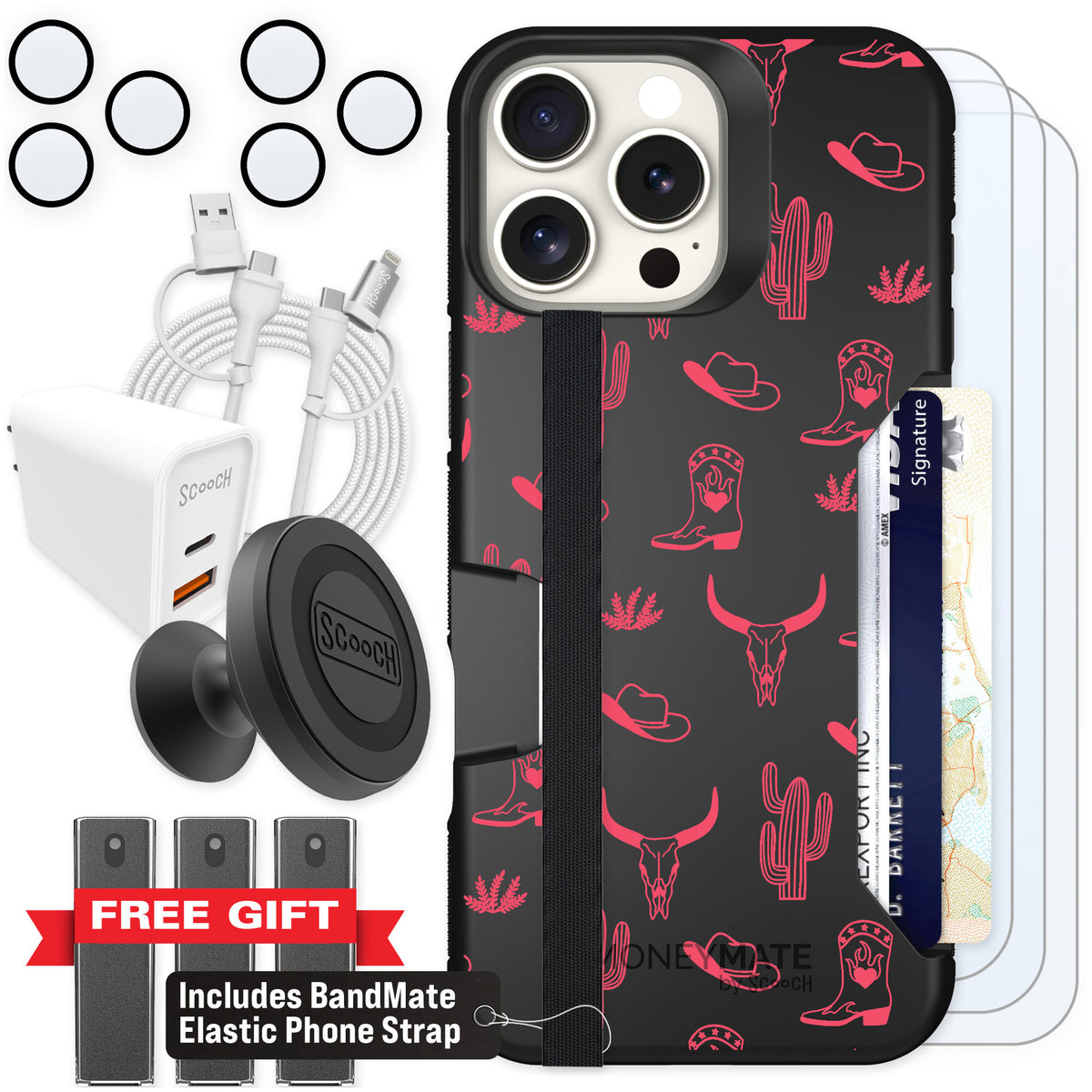 Scooch Moneymate Howdy Honey for iPhone 16 Pro Max — Ultimate Bundle