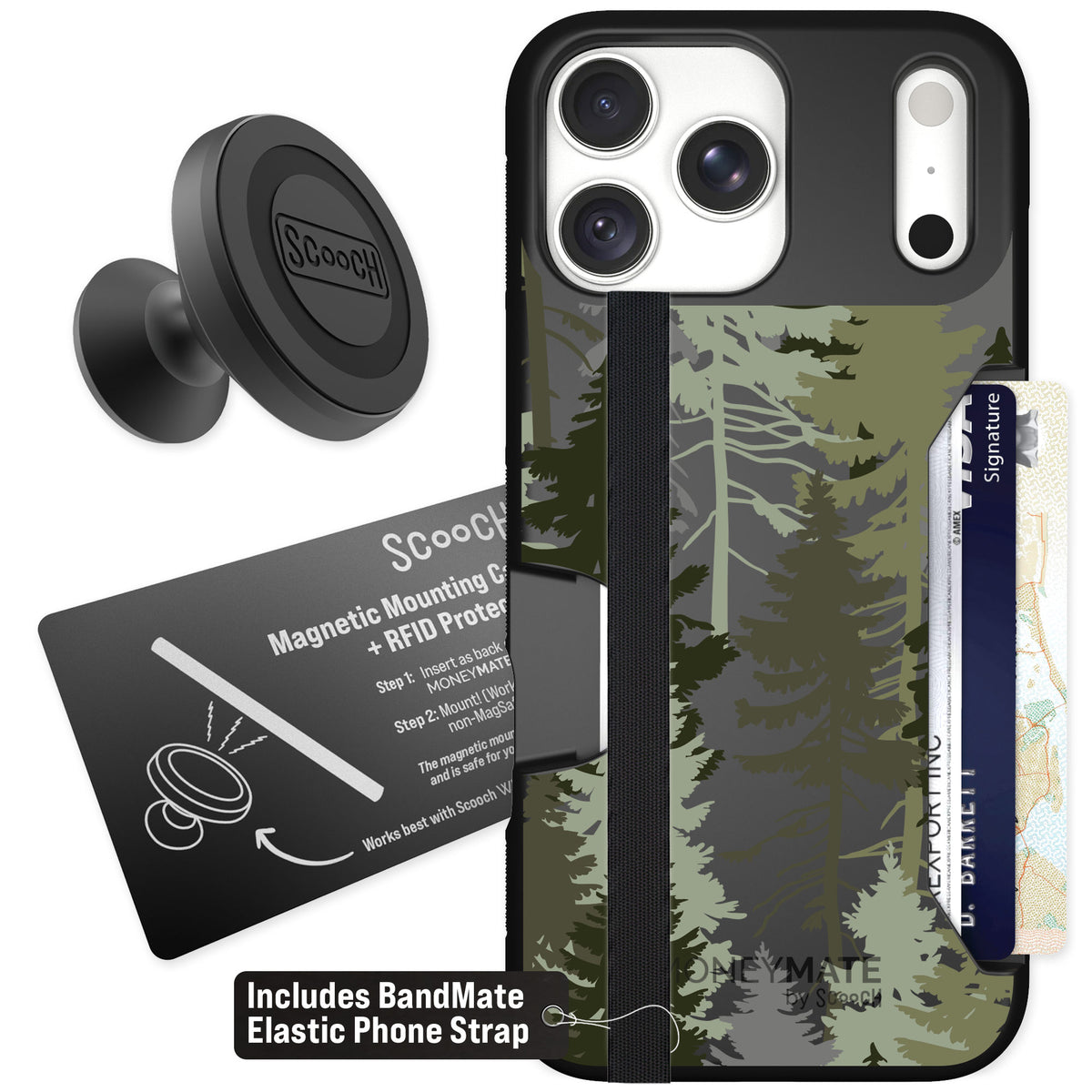 Scooch Moneymate Hidden Pines for iPhone 18 Pro Max — Starter Bundle