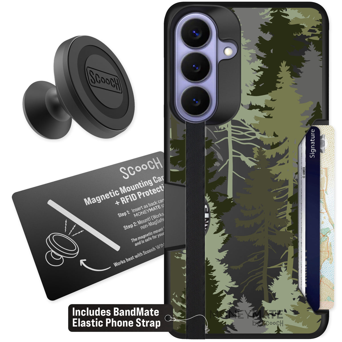 Scooch Moneymate Hidden Pines for Galaxy S26+ — Starter Bundle