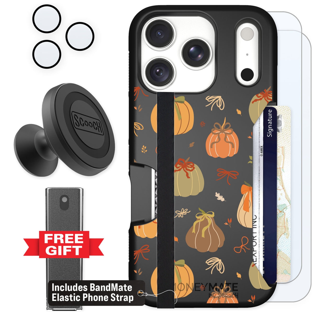Scooch Moneymate Pretty Pumpkins for iPhone 18 Pro — Defender Bundle