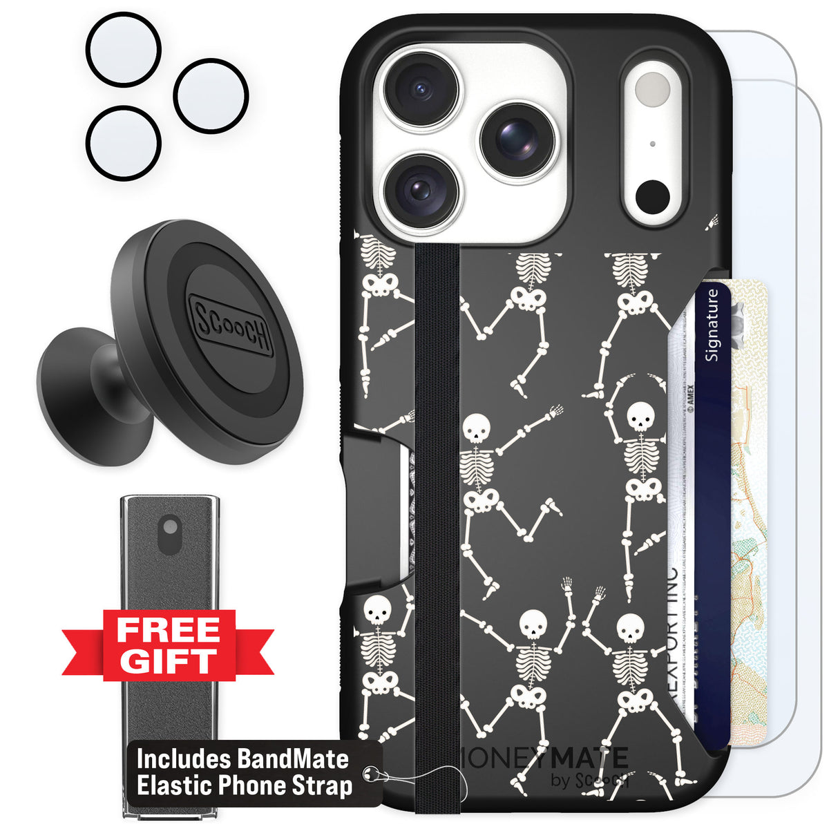 Scooch Moneymate Swinging Skeletons for iPhone 18 Pro — Defender Bundle