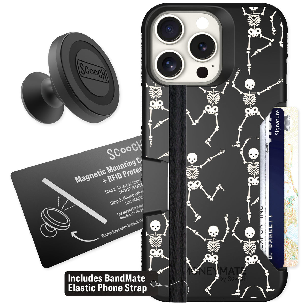 Scooch Moneymate Swinging Skeletons for iPhone 16 Pro Max — Starter Bundle