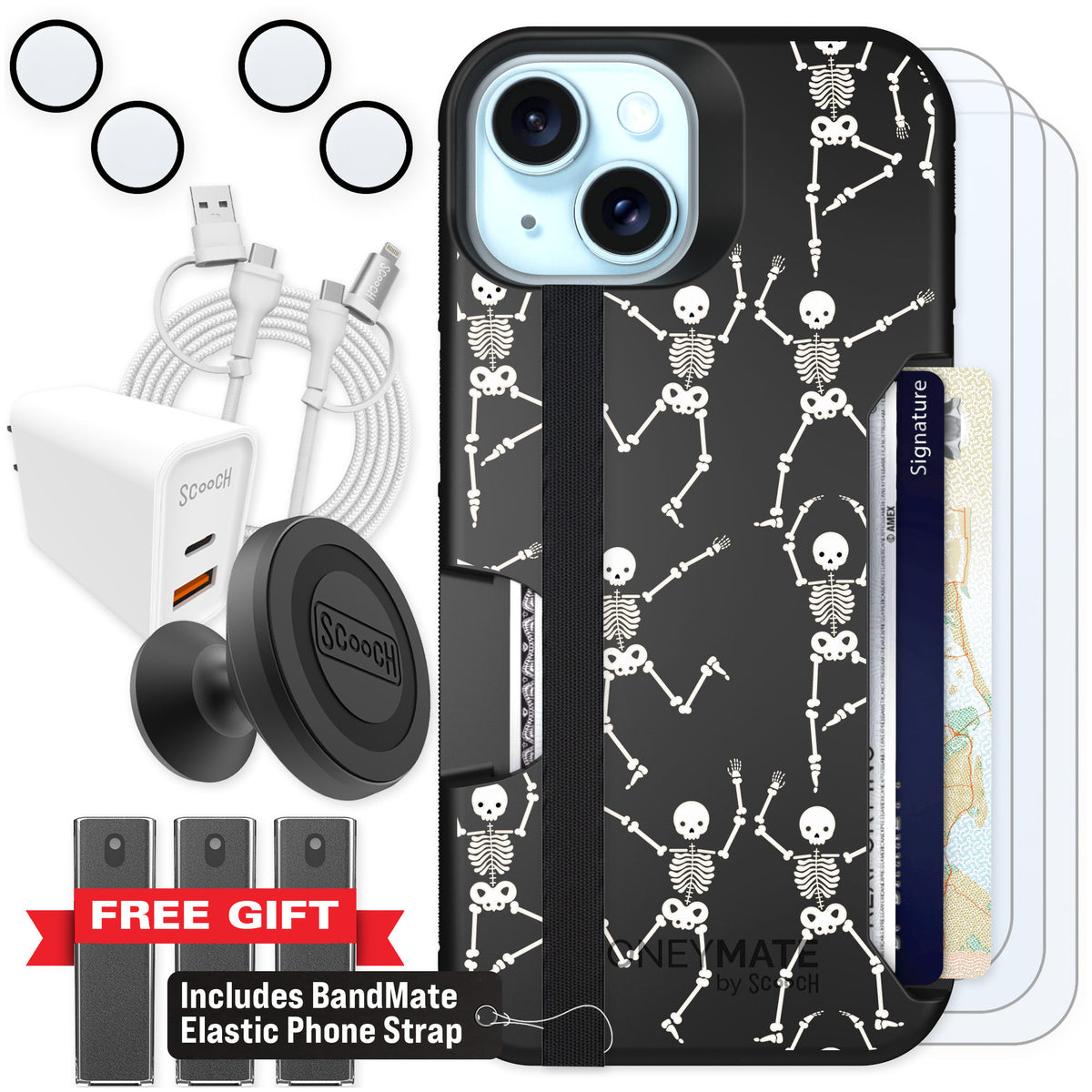 Scooch Moneymate Swinging Skeletons for iPhone 15 — Ultimate Bundle