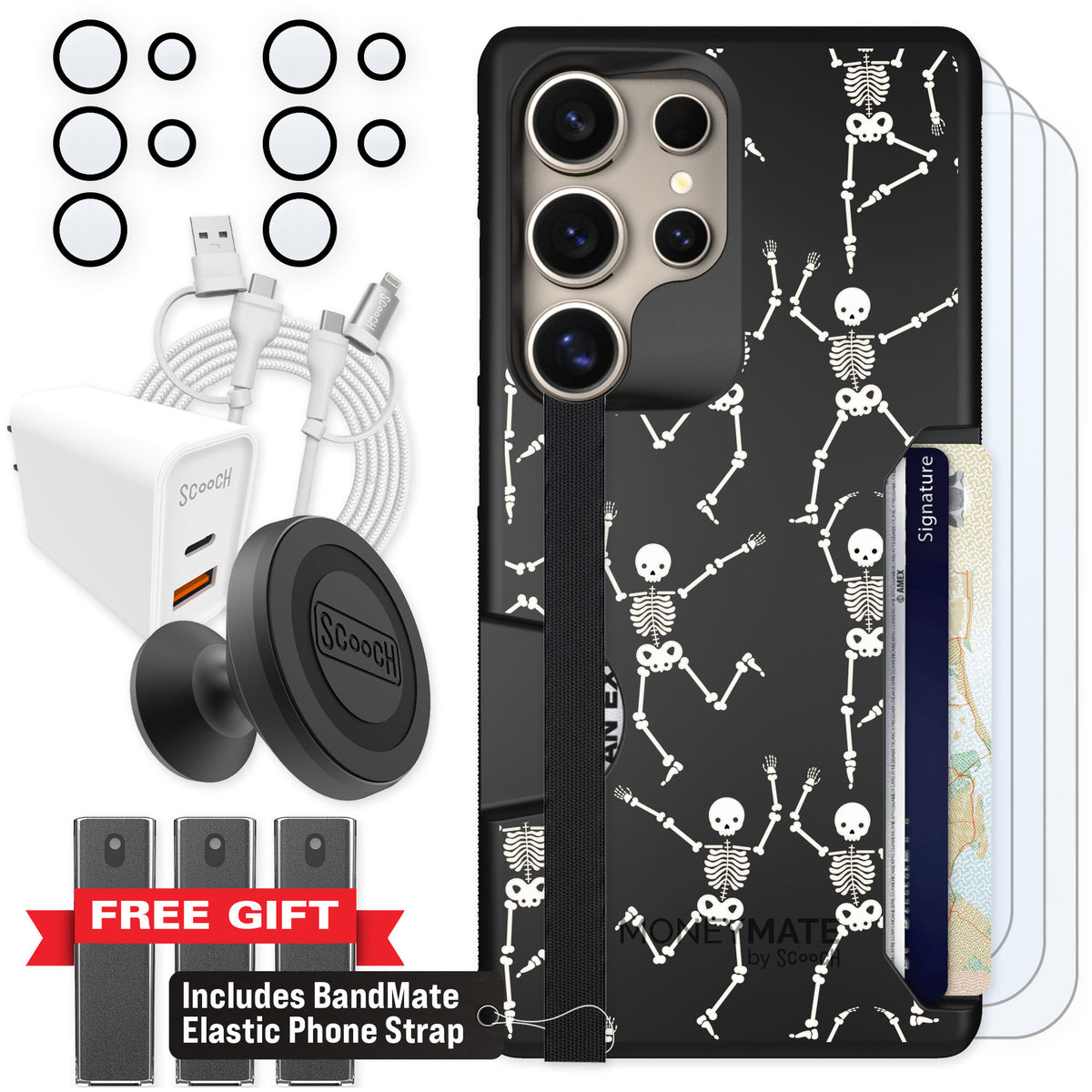 Scooch Moneymate Swinging Skeletons for Galaxy S25 Ultra — Ultimate Bundle