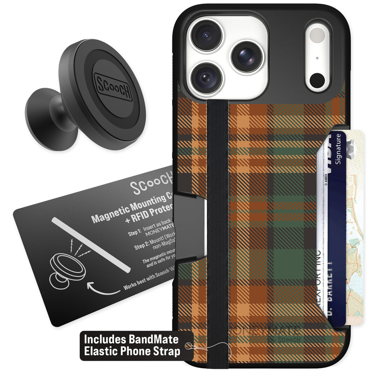 Scooch Moneymate Fall Flannel for iPhone 18 Pro Max — Starter Bundle