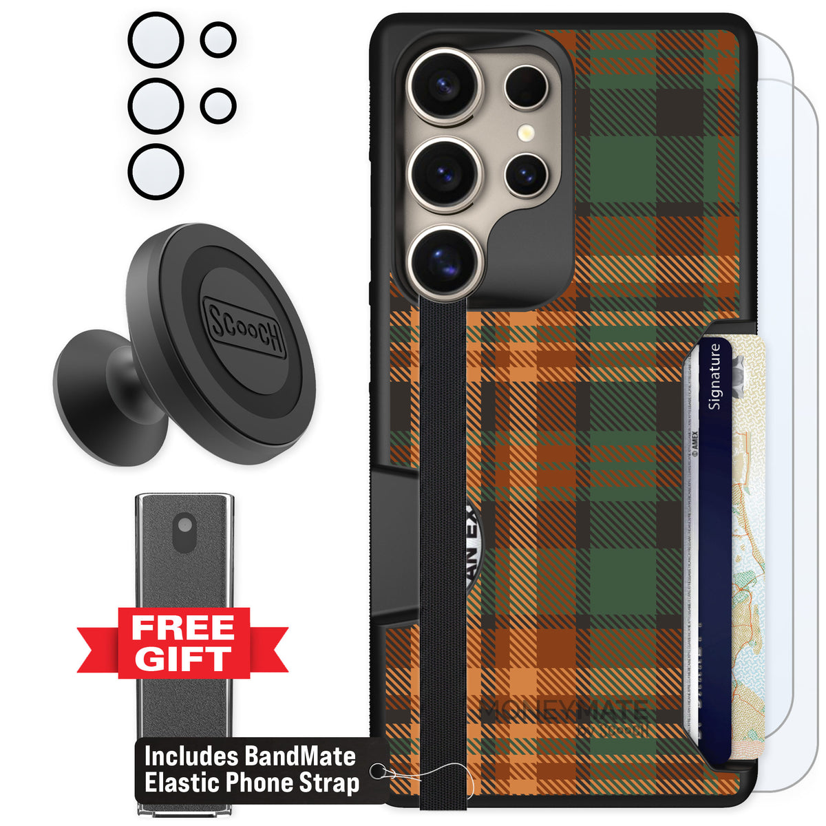 Scooch Moneymate Fall Flannel for Galaxy S25 Ultra — Defender Bundle