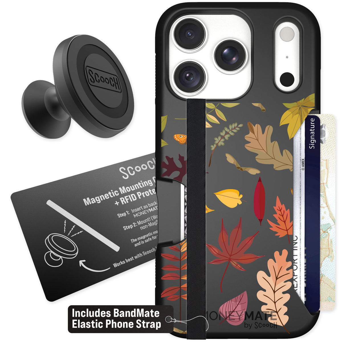 Scooch Moneymate Autumn Leaves for iPhone 18 Pro — Starter Bundle