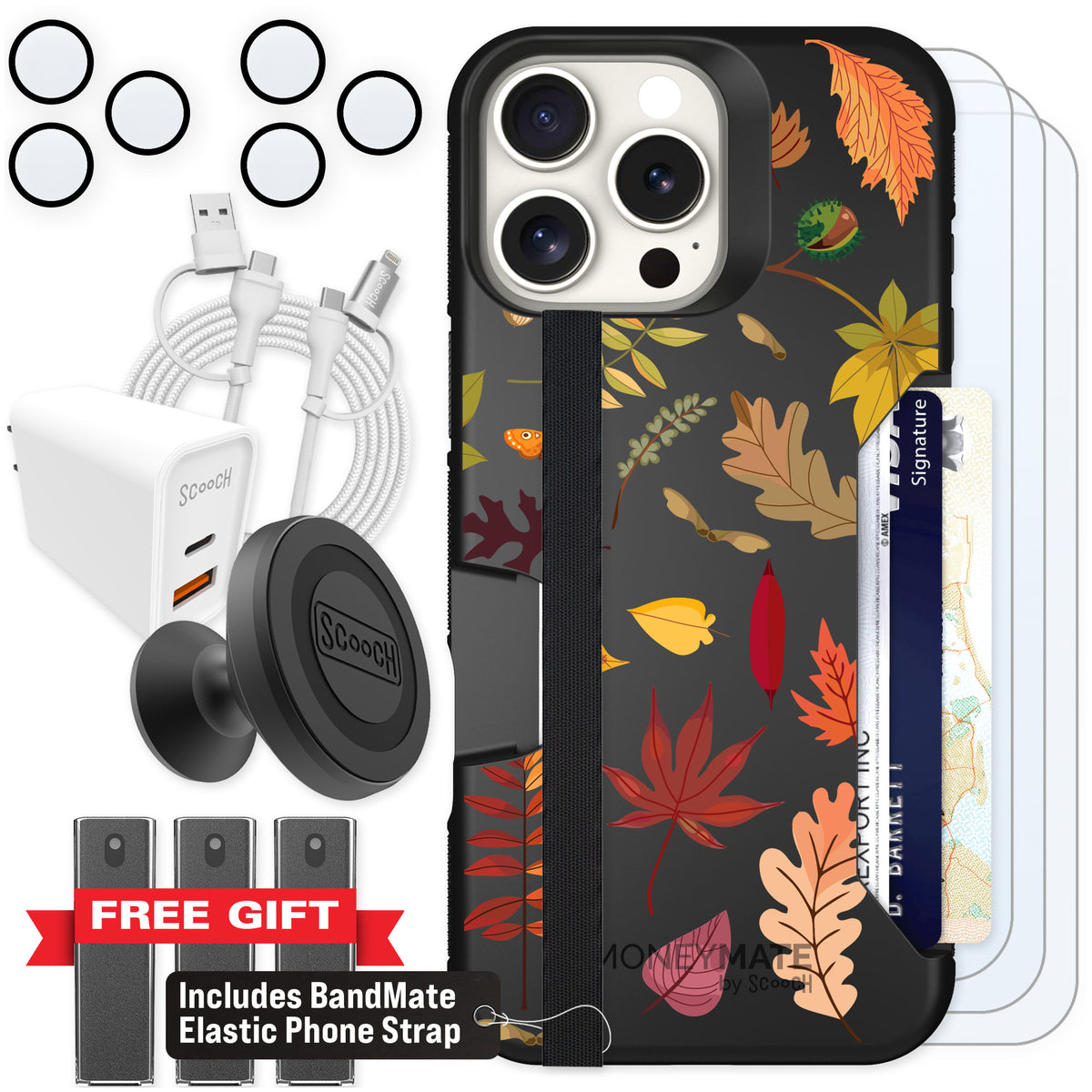 Scooch Moneymate Autumn Leaves for iPhone 16 Pro Max — Ultimate Bundle