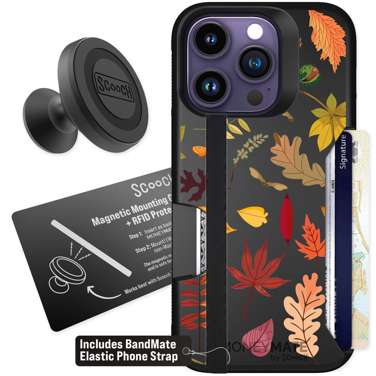 Scooch Moneymate Autumn Leaves for iPhone 14 Pro — Starter Bundle